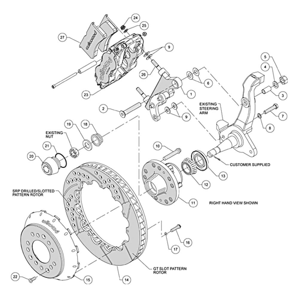 Front Hub Kit FNSL6R, 12.88", Drilled