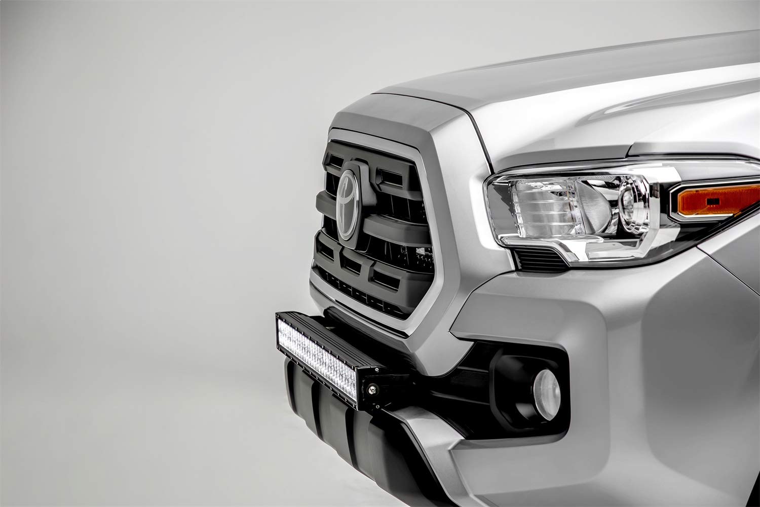 ZROADZ Black Front Bumper 2018-2022 Toyota Tacoma Front Bumper Center LED Kit with (1) 30 Inch LED Straight Double Row Light Bar - PN #Z329511-KIT-D