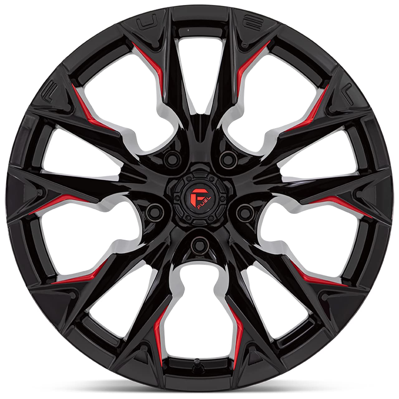 FLAME FUEL OFF-ROAD 20X10 5X5.5 4.79-18mm GLOSS BLACK MILLED WITH CANDY RED - D8232000B447