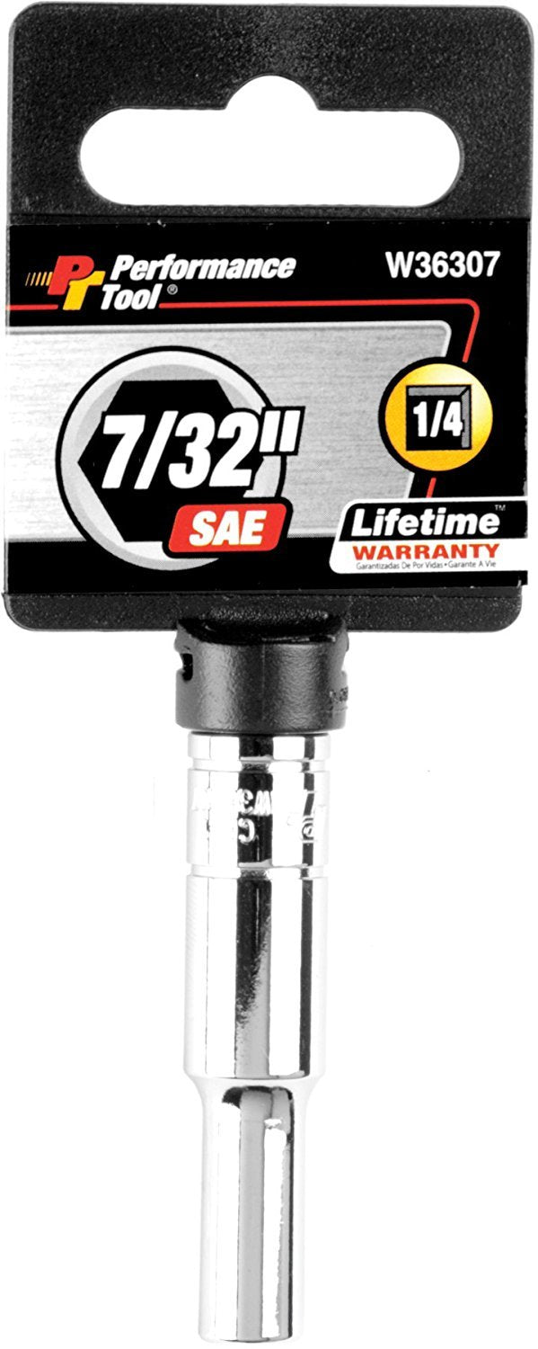 W36307 Performance Tool 1/4-Inch Drive 7/32-Inch 6pt Deep Wall Socket