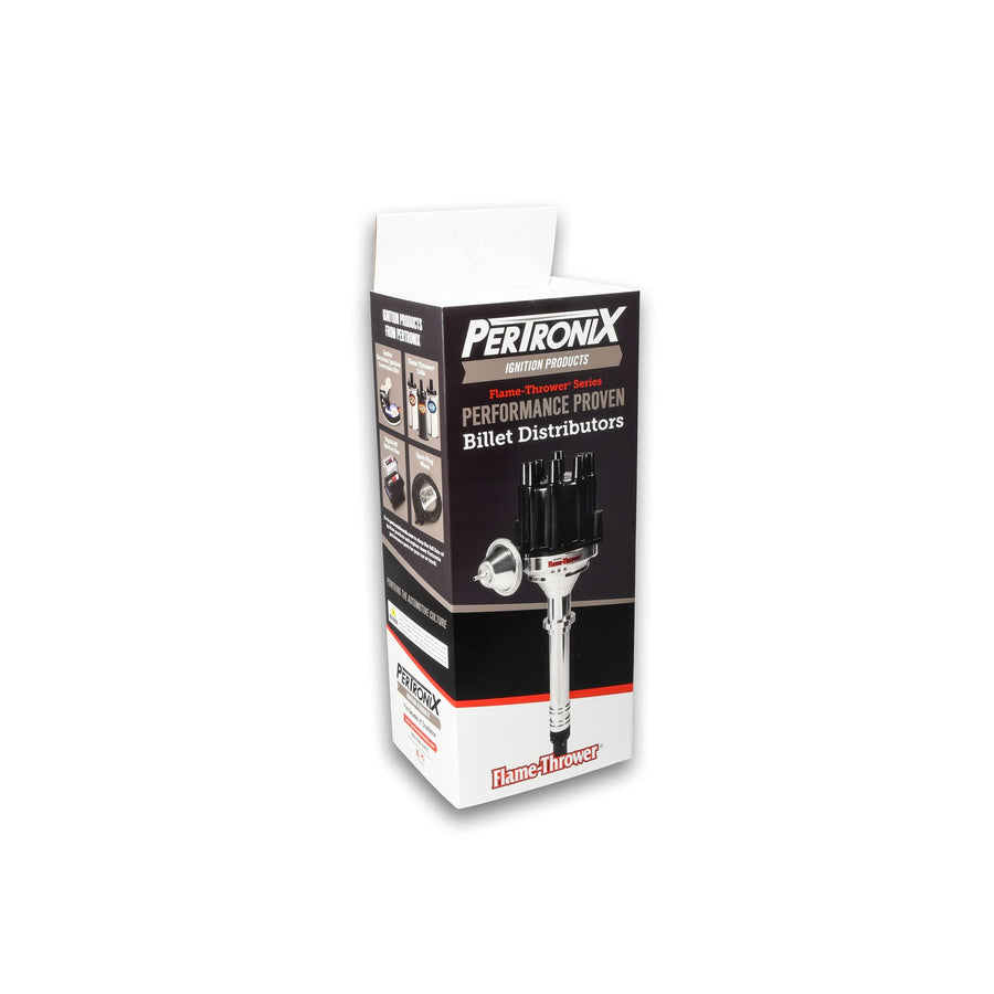 PerTronix D130700 Flame-Thrower Electronic Ignition Distributor with Ignitor II Technology, Compatible with Ford Small Block Engines, Plug and Play, Vacuum Advance Type, Black Female Cap