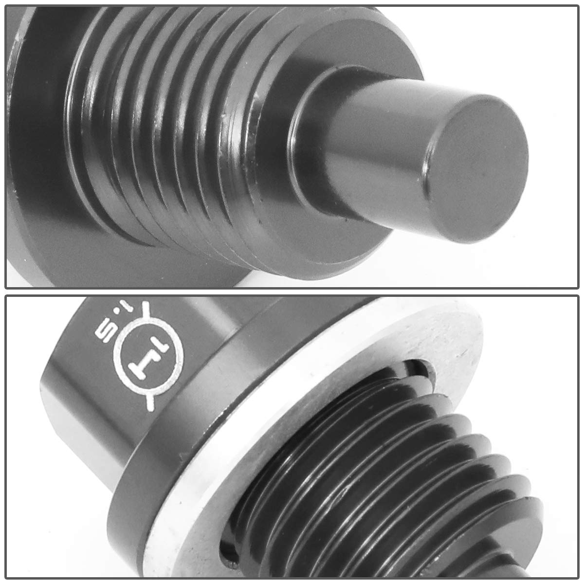 Magnetic Oil Drain Plug NRG Innovations, M14 X 1.5 Thread Size Engine Oil Drain Nut w/Washer, Gun Metal, T-6061 Aluminum w/Stainless Steel Internal Magnet, NRG-NOP-100GM