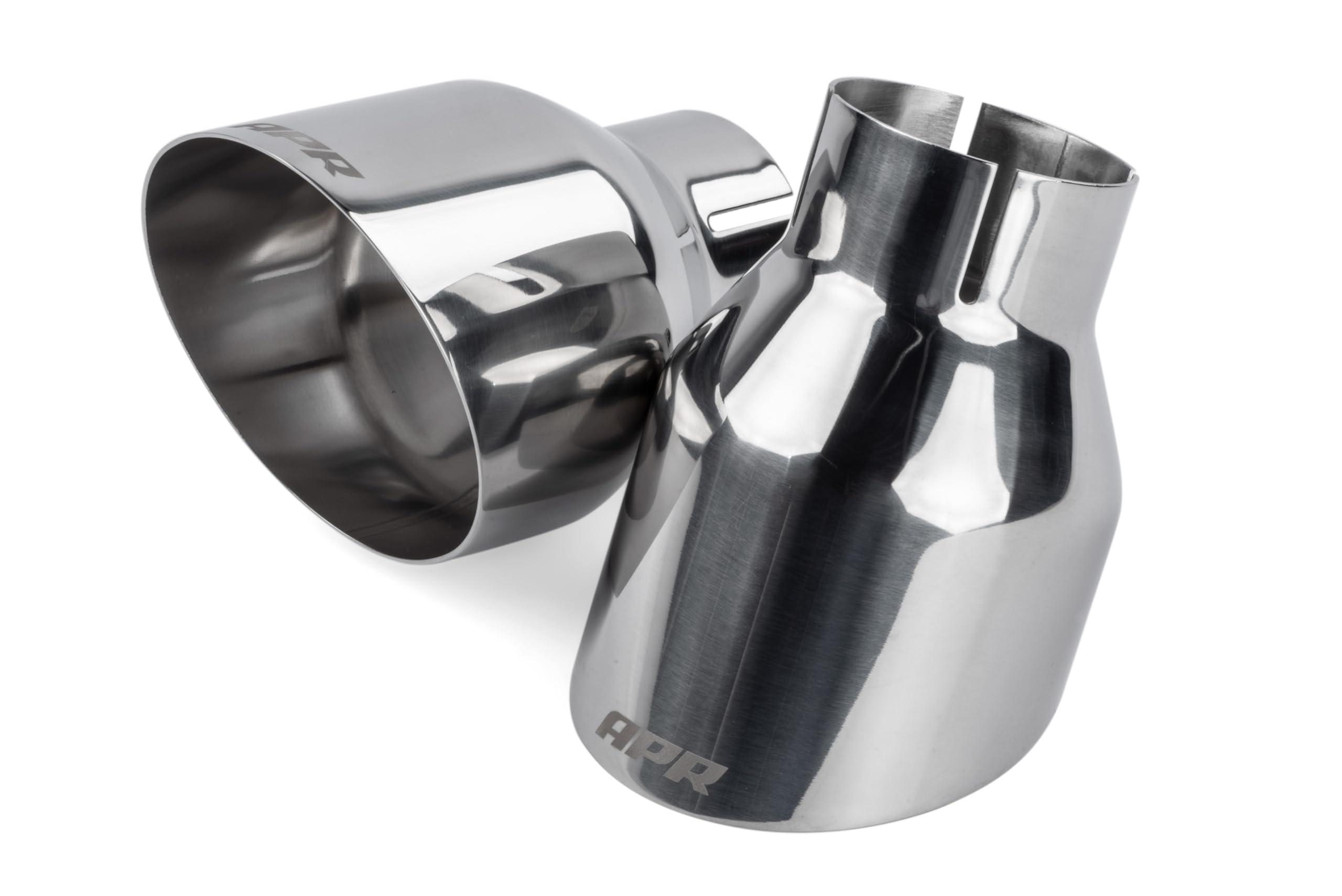 Single-Walled APR TPK0004 4 in. Slash-Cut Tips Polished Silver - Set of 2