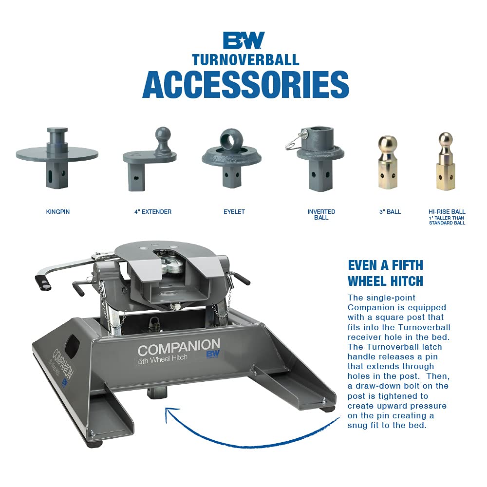 B&W Trailer Hitches Gooseneck Turnoverball Hitch - GNRK1300 - Compatible with 1973-1993 Dodge 1500, 2500, 3500 Trucks