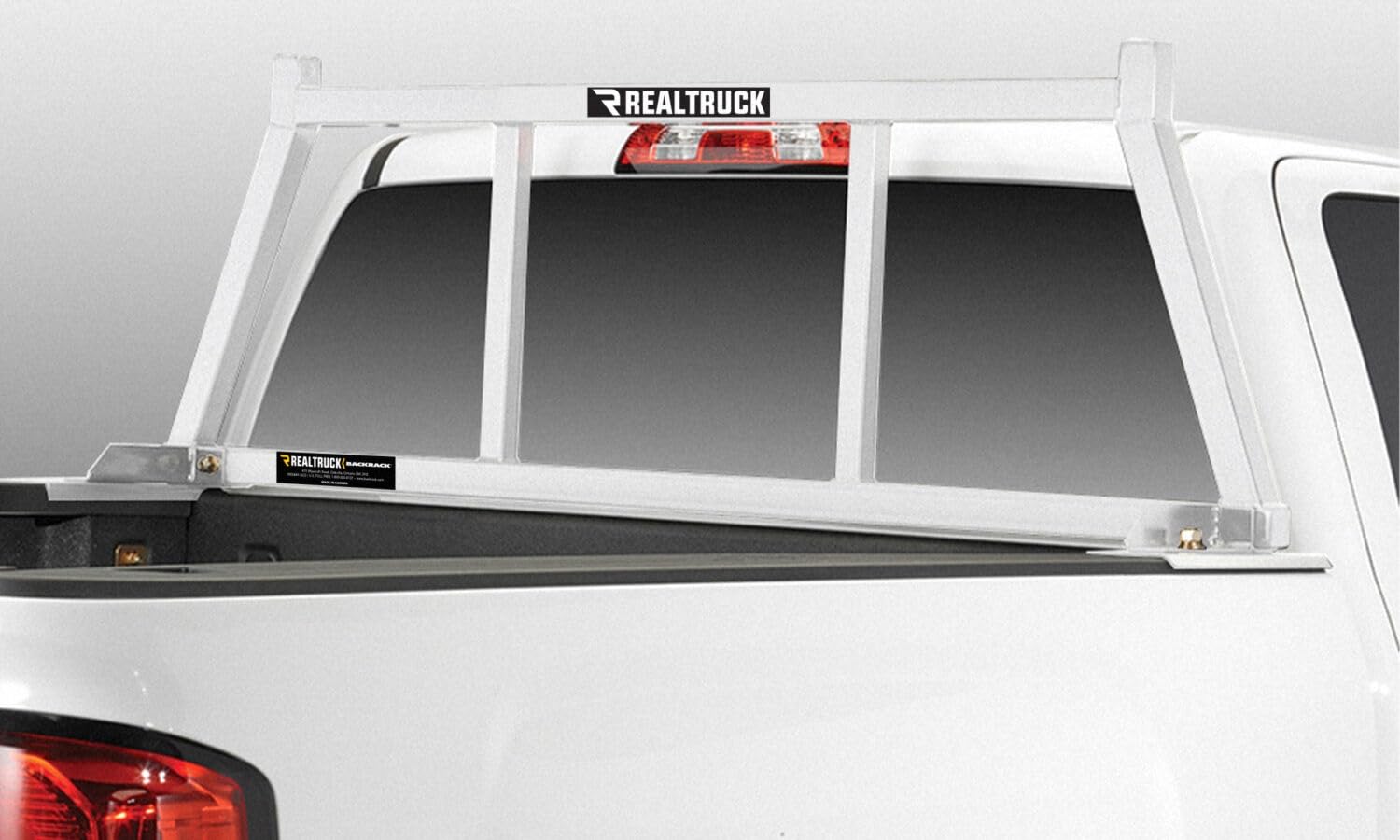 BACKRACK RealTruck Safety Rack Frame Only, White | 14800W | Fits 2001-2025 Chevrolet/GMC Silverado/Sierra 2500/3500HD; 2017-2025 Dodge RAM 1500/2500/3500; 2004-2025 Nissan Titan & Others
