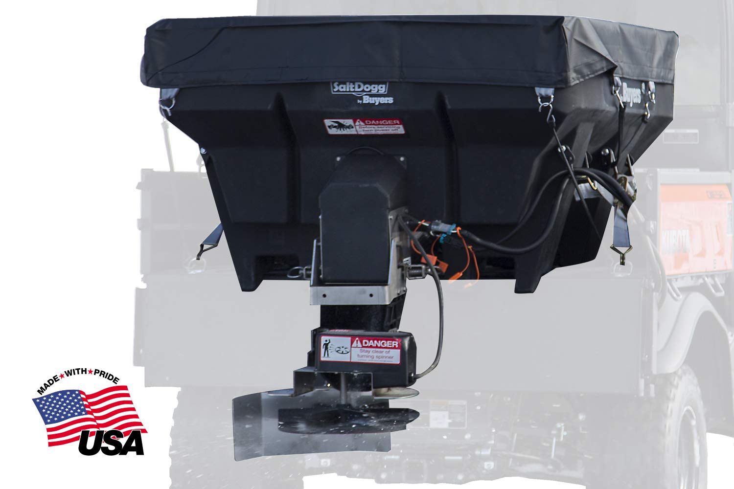 Buyers Products SHPE0750 SaltDogg Commercial Salt & Sand Spreader w/Electric Drive Hopper, Made In The USA, 0.75 Cu. Yds Capacity, Stainless Steel Auger, Residential Salt Spreader