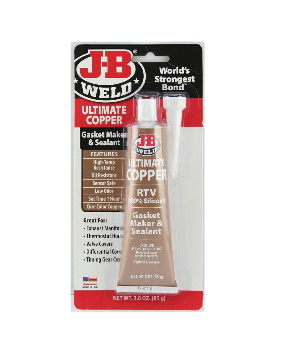 J-B Weld Ultimate Copper 32325 High Temperature RTV Silicone Gasket Maker and Sealant - 3 oz. - Copper