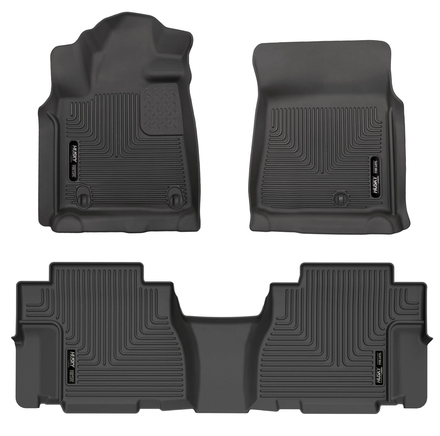 Husky Liners Floor Mats Weatherbeater | Fits 2008-2011 Toyota Sequoia | Front & 2nd Row, 3-pc Black - 95131