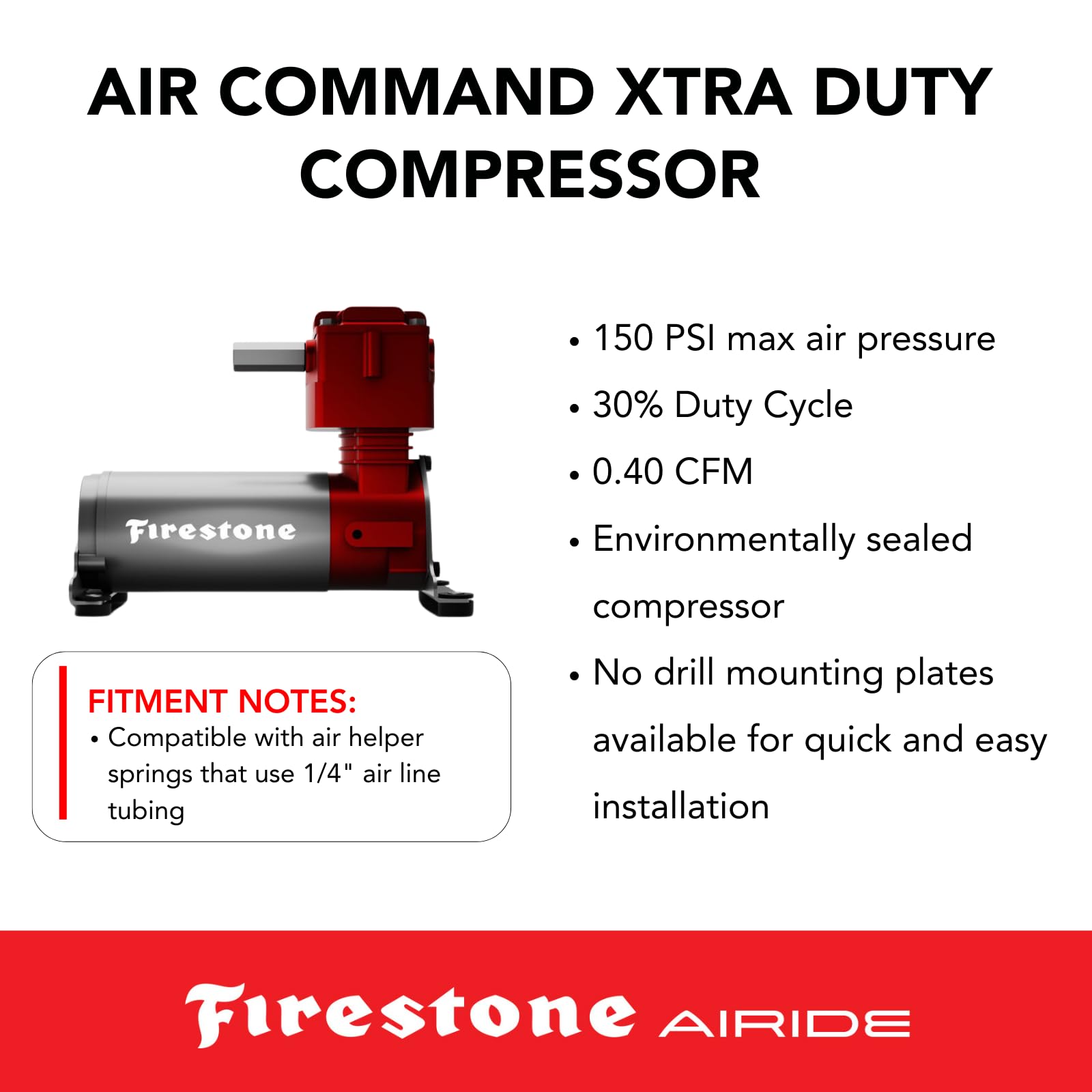 Firestone Air Command 2266 Heavy Duty Compressor with Analog Gauge | Single Point Fill | Easy Installation | 150 PSI Maximum | Instant Air Source