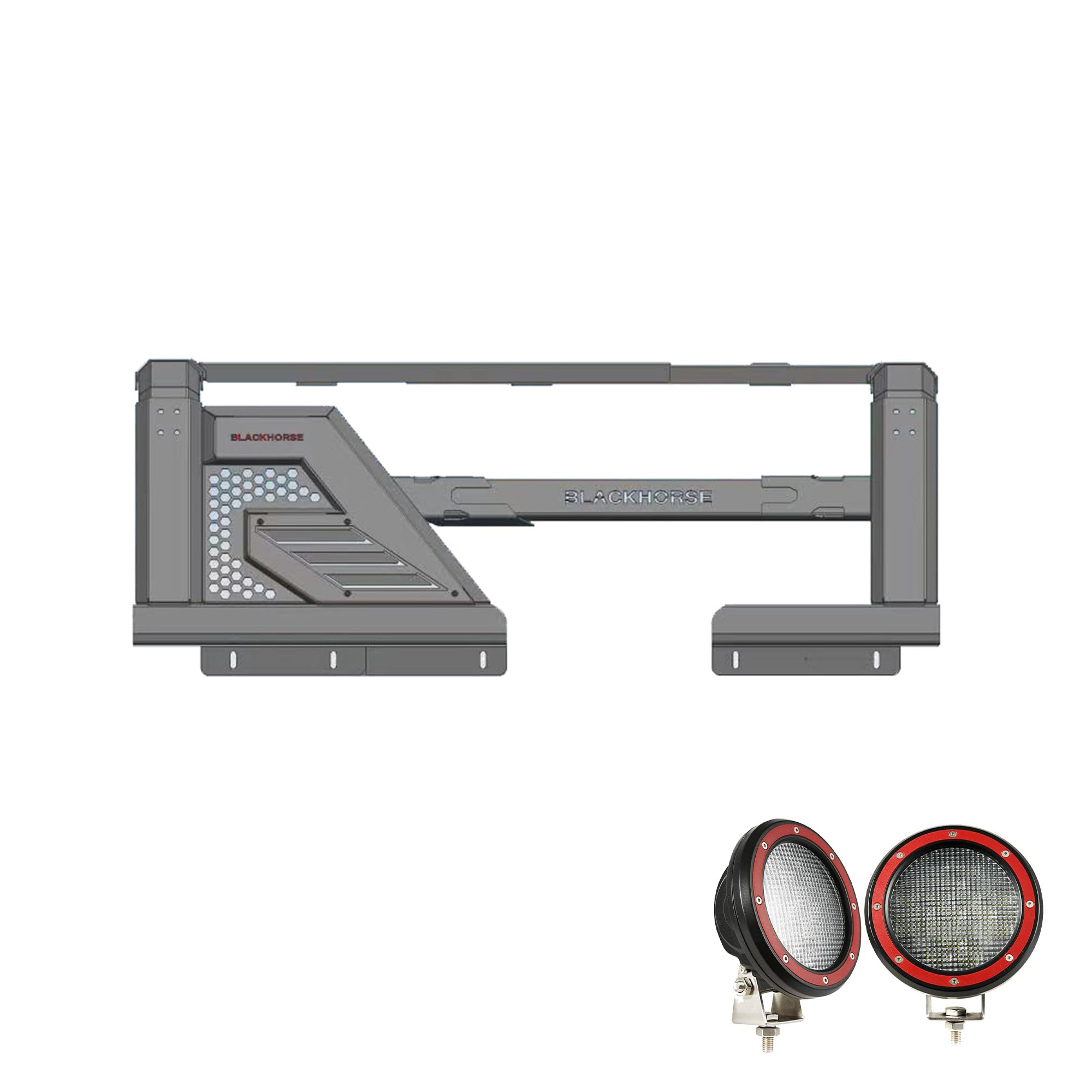 Armour II Black Horse Roll Bar W/Overland Kit Black Compatible with 14-22 Chevry Silverado 1500|14-24 GMC Sierra 1500|15-24 Ford F-150|15-24 Ram 1500|07-24 Tundra-AR2-01BOV1-PLFR