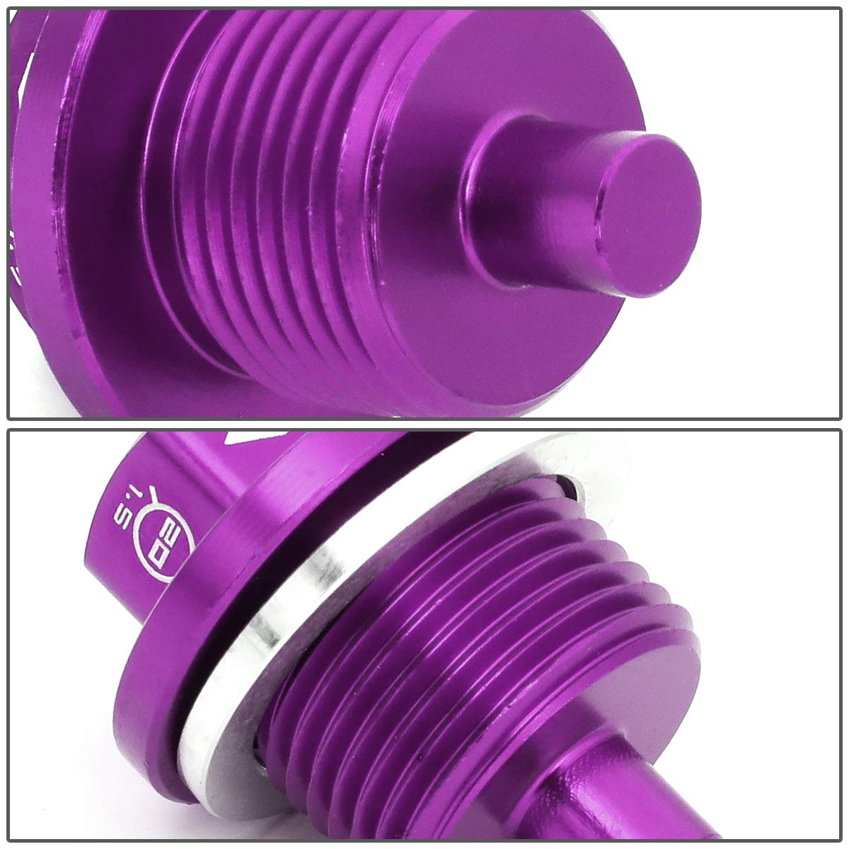 NRG Innovations Magnetic Oil Drain Plug, Engine Oil Drain Nut M20 X 1.5 Thread Size w/Washer, Purple, T-6061 Aluminum w/Stainless Steel Internal Magnet, NRG-NOP-300PP