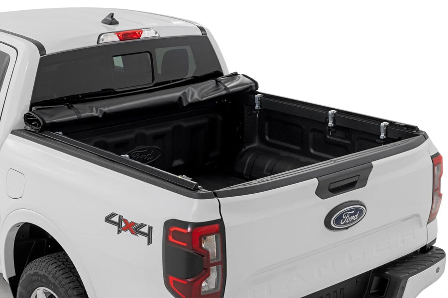 Soft Roll Up Rough Country Truck Bed Tonneau Cover for Ford Ranger (2024-2026) - Fits 5' (60") Bed, Weather-Resistant, Roll Up Bed Cover