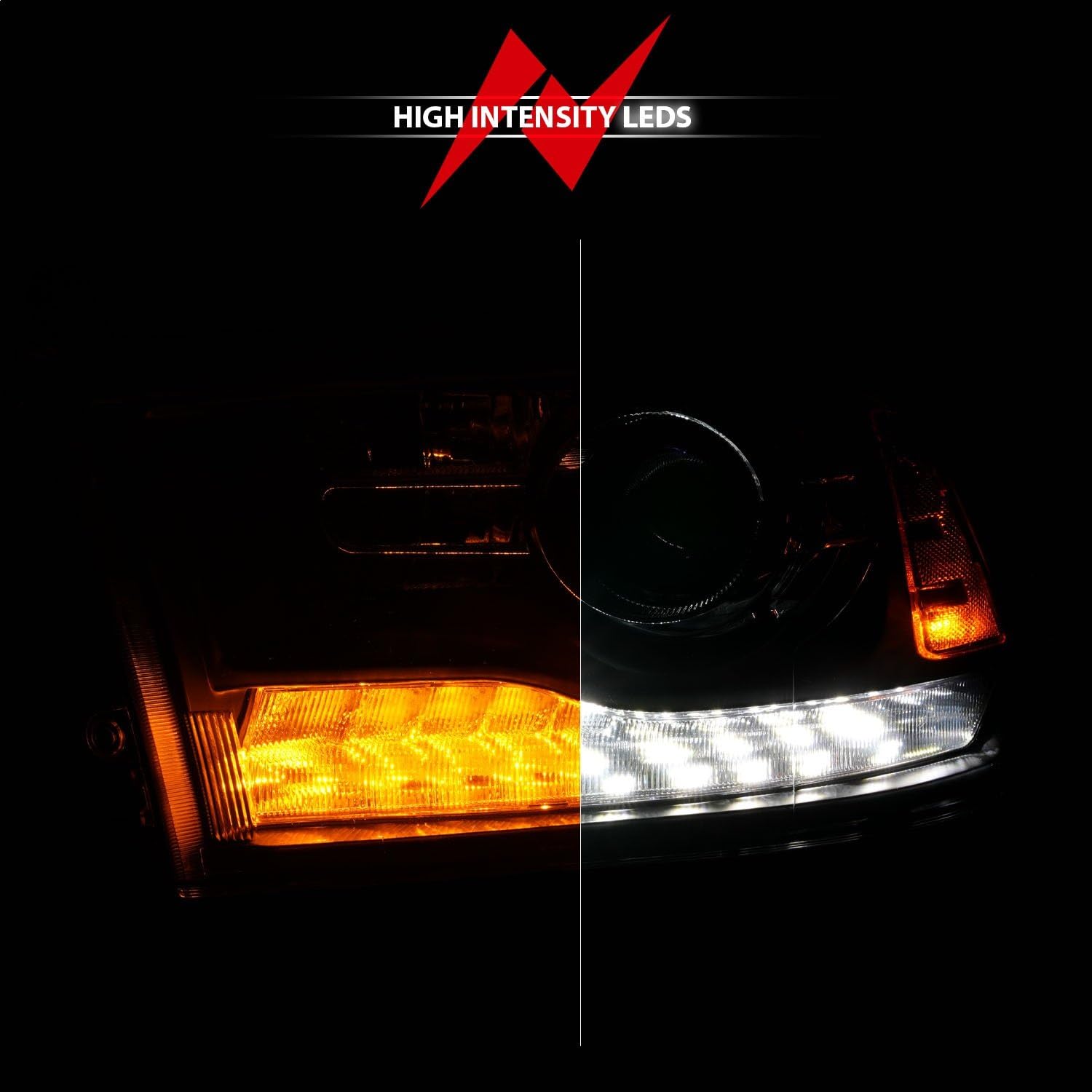 09-18 Dodge Ram 1500/2500/3500 ANZO LED Plank Style Headlights Switchback + Sequential - Matte Black