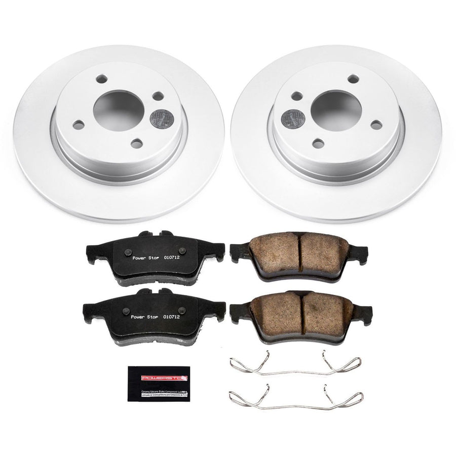 Power Stop Coated Rotor CRK7897 Rear Brake Kit- Coated Brake Rotors and Z17 Ceramic Brake Pads For Ford EcoSport 2018-2021 [Model Specific]