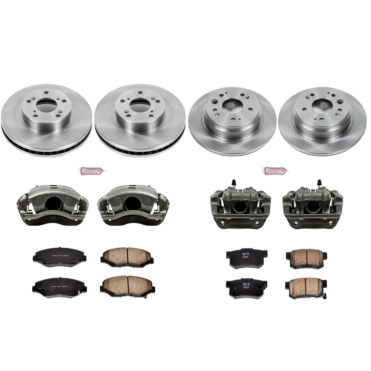 Power Stop KCOE6171 Replacement Autospeciality Front and Rear Caliper Kit- OE Rotors, Ceramic Brake Pads, Calipers For Honda CR-V 2002-2004 [Model Specific]