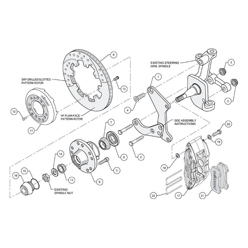 Front Hub Kit DP6A,12.19", Drilled,Red