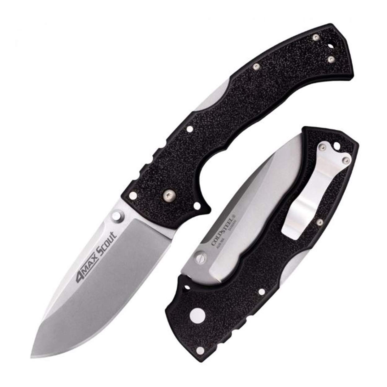 4-Max Cold Steel Scout Folding Knife with Tri-Ad Lock and G-10 Handle, One Size, Black