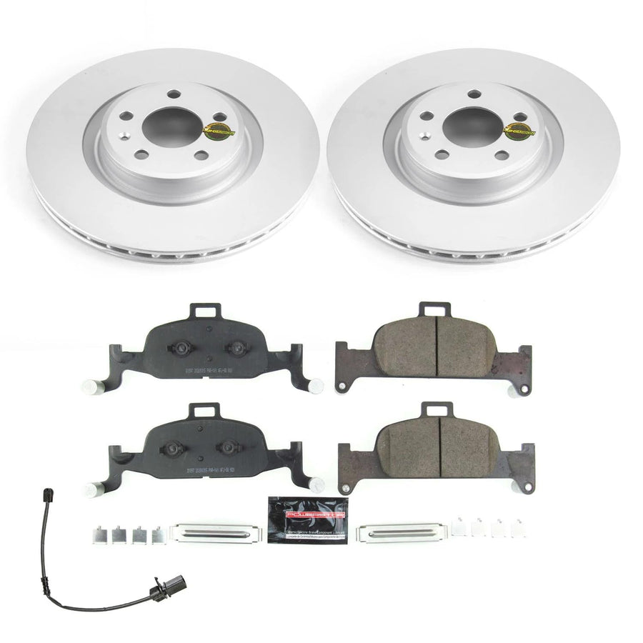 Power Stop Z23 CRK8551 Front Coated Rotor Kit-Coated Brake Rotors, Carbon Ceramic Pads For Audi Q5 2018-2022 [Model Specific]