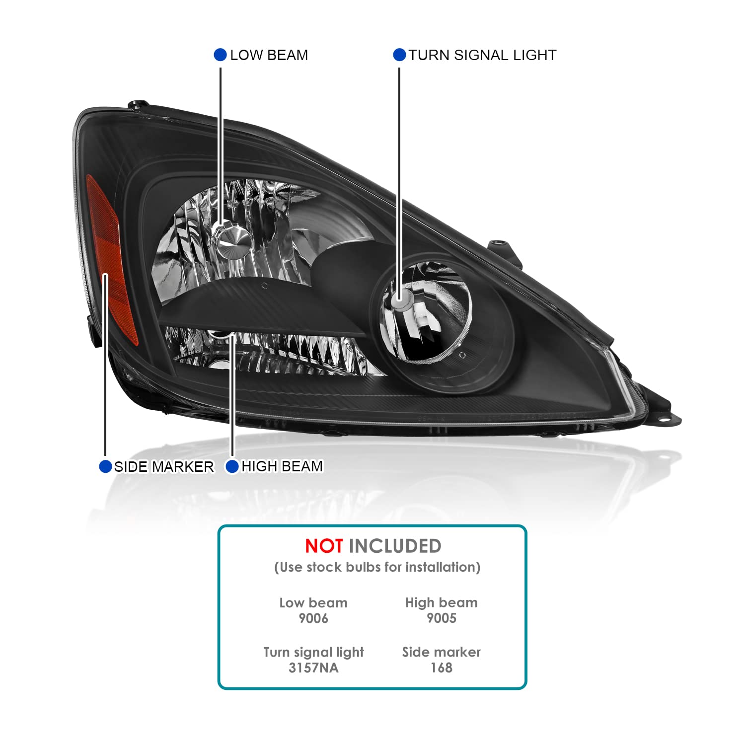 Black Headlights SPEC-D TUNING Compatible with 2004-2005 Toyota Sienna, Left + Right Pair Headlamp Assembly