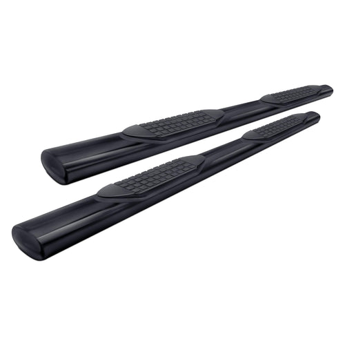 TrailFX Nerf Bars Black Powder Coated for Chevrolet Silverado 1500 Standard Cab 2020-2021 Steel 4 Inch Oval Straight Side Steps with Step Pads No End Caps Rocker Panel Mount Running Boards