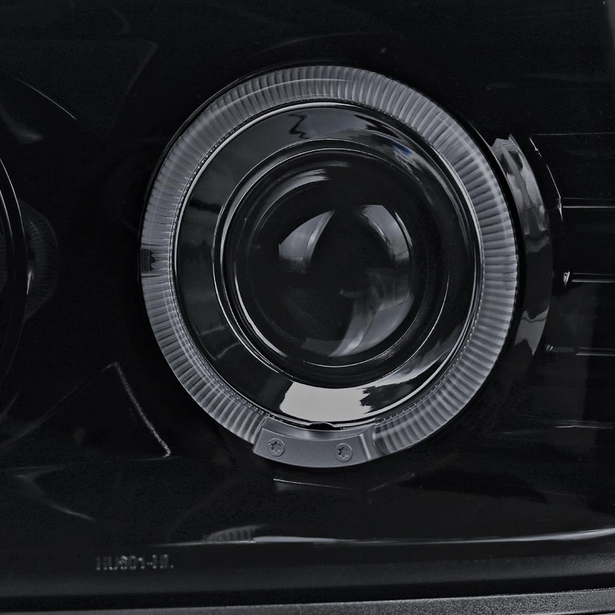 Glossy Black Smoke LED Halo Projector Headlights + Bumper Lights SPEC-D TUNING Compatible with 2004-2012 Chevy Colorado, 2004-2012 GMC Canyon, Left + Right Pair Headlamps Assembly