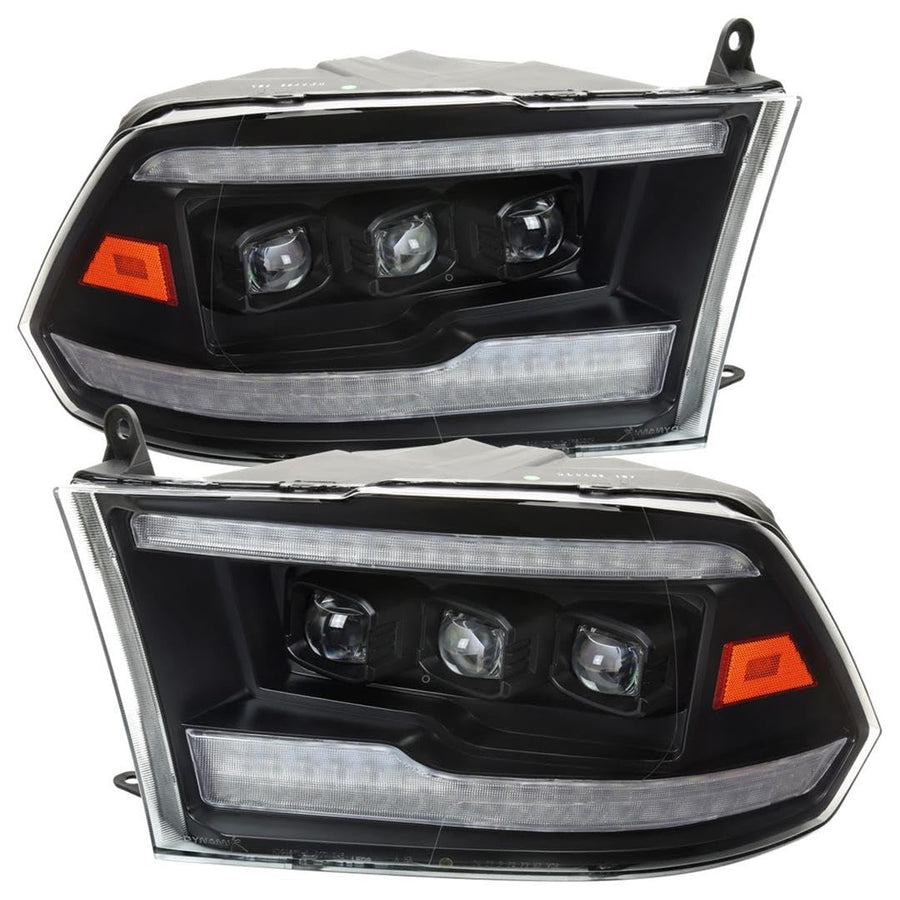 Full LED SPEC-D TUNING Black Sequential Projector Headlights w/Startup Animation Compatible with 2009-2019 Dodge Ram 1500, 2010-2019 Ram 2500/3500, Left + Right Pair Headlamps Assembly