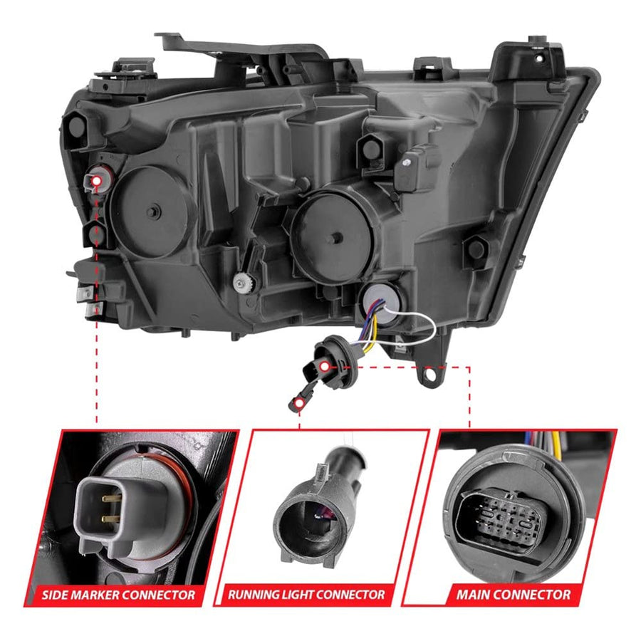 19-20 Dodge Ram 1500 Tradesman Aridex LED Projector Headlights Plank Style w/Sequential Black (Pass.) (111495-R)