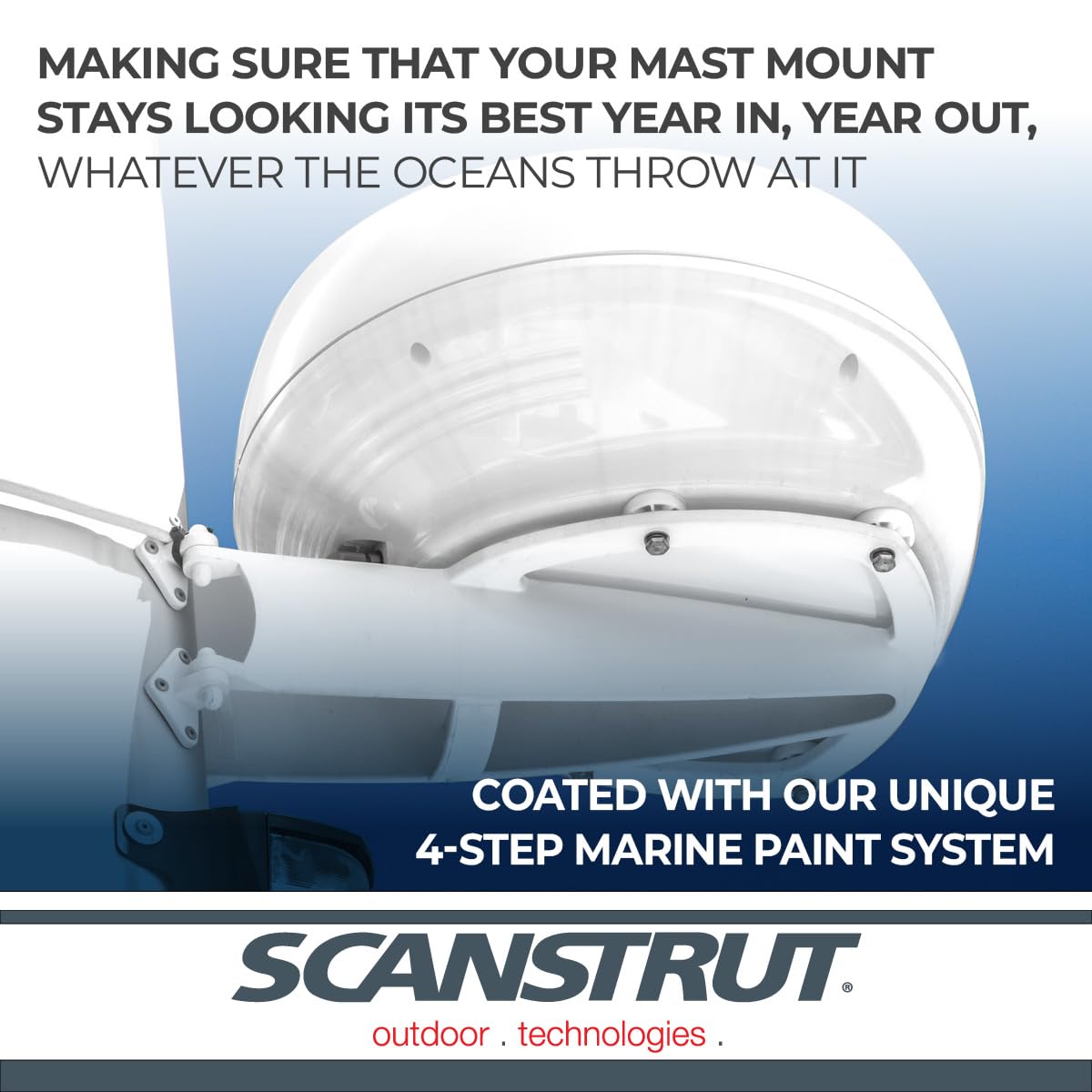 Mast Mount Scanstrut M92722 for 18" and 24" Raymarine, Garmin, and HALO24 , White