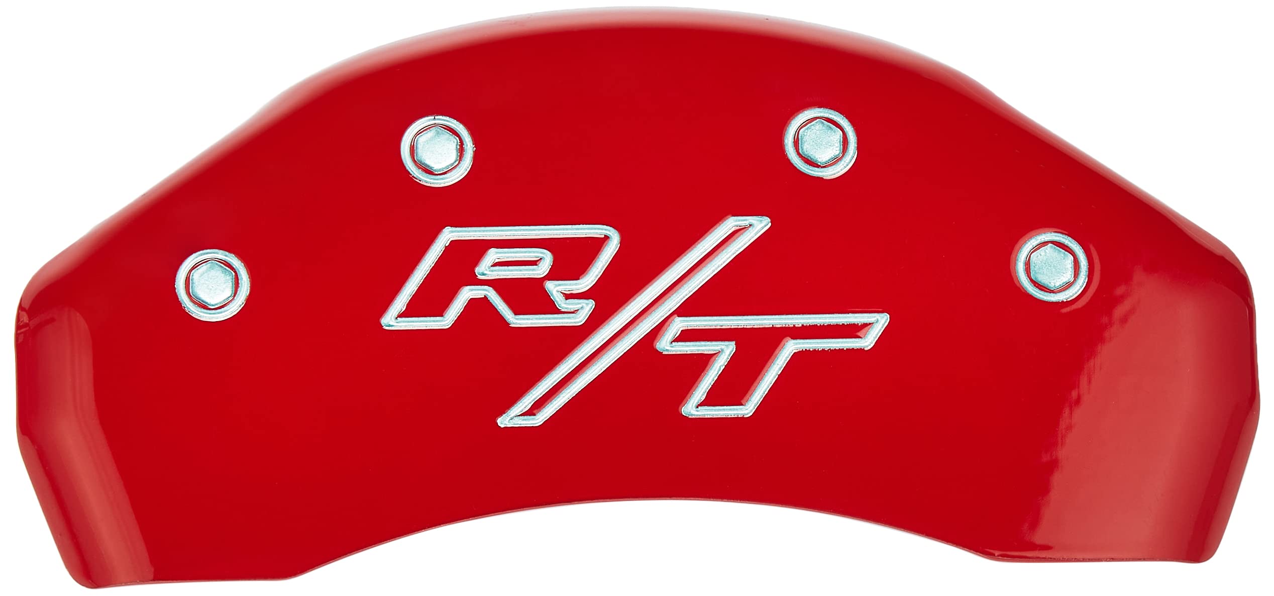 Brake Caliper Covers MGP - for 2011-2023 Dodge Challenger & 2011-2023 Dodge Charger (Requires Dual Piston Front Caliper) Front and Rear Set - Engraved CHARGER & R/T Vintage Logo (Red)