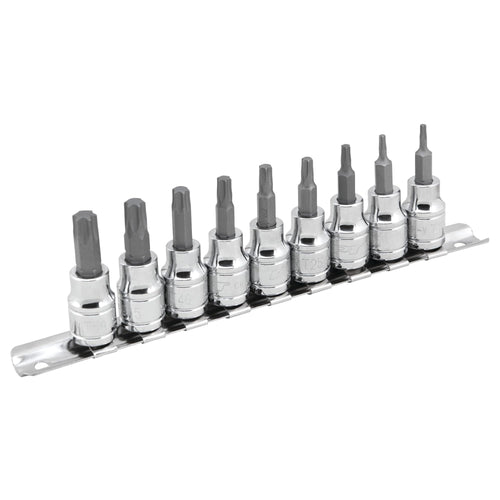 W1178 Performance Tool Professional Sand Finish Torx Bit Set with Bonus Storage Rail - Hardened Alloy Steel Bits in Sizes T10 to T50
