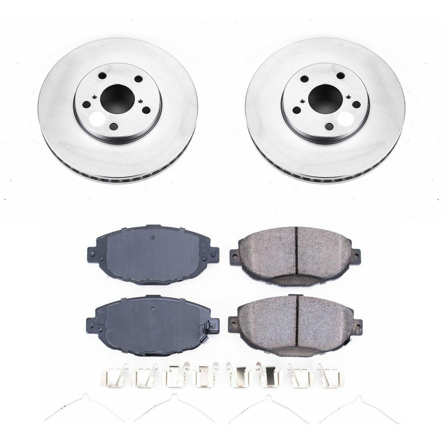 Power Stop Coated Brake Rotor CRK1073 & Ceramic Brake Pads- front For Lexus SC300 1999-2000, Lexus SC400 1992-2000 [Model Specific]