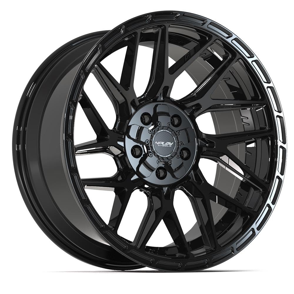 4PLAY Wheels 20 Inch Rim 4PS28 Fits 5x127 & 5x139.7 20x9 Gloss Black Brushed with Tinted Clear (1)