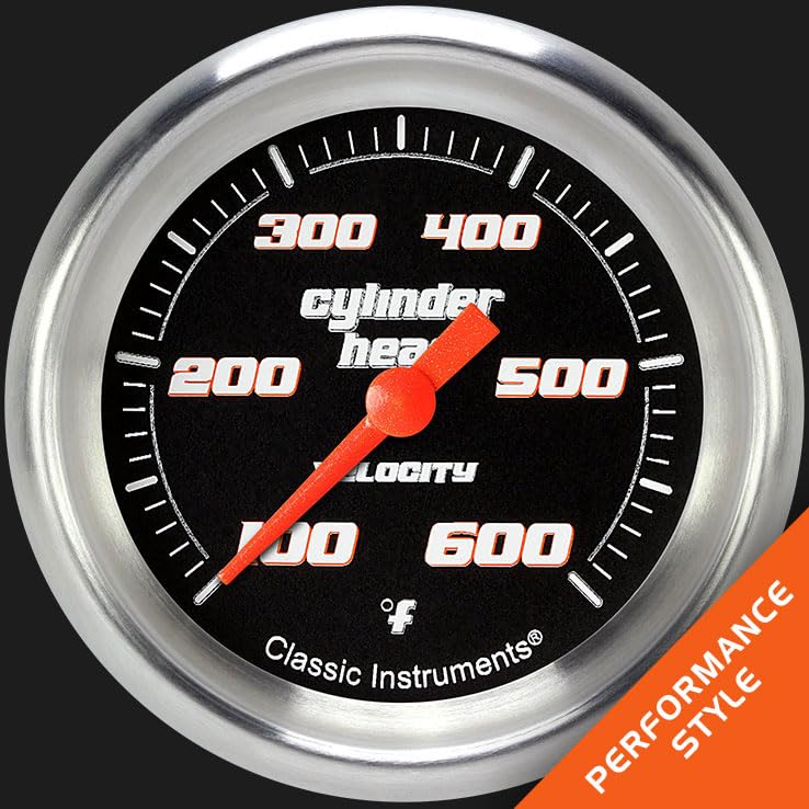 Velocity Black Classic Instruments 2 5/8" Cylinder Head Temperature Gauge VS397BAPF