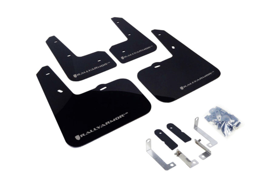 Rally Armor Black, Silver MF24-UR-BLK/SIL Mud Flap with Logo (12-13 Hyundai Veloster UR), 1 Pack