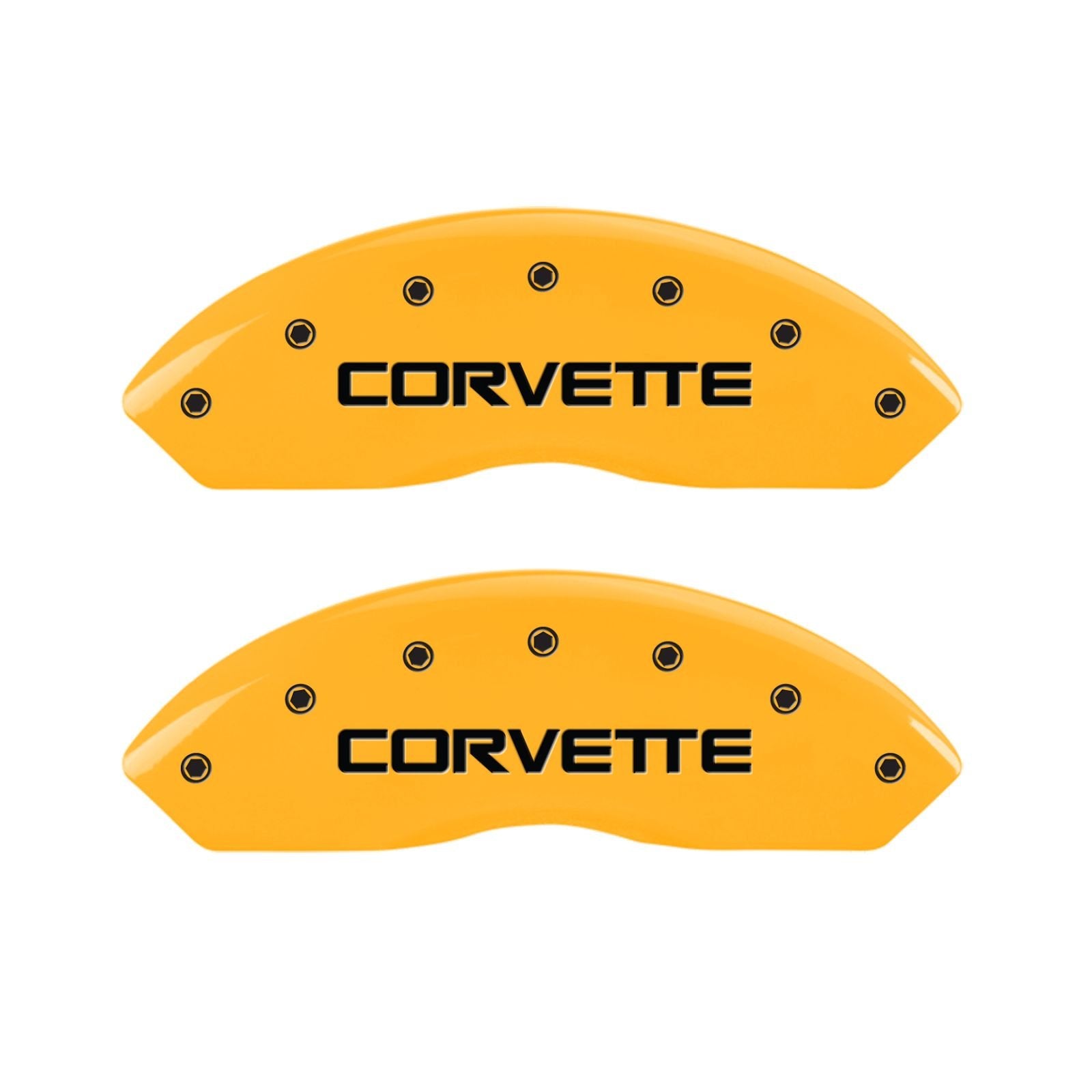MGP 13013SCV4YL Caliper Covers Caliper Cover (Engraved Front and Rear: C4/Corvette, Yellow Powder Coat Finish, Black Characters), Set of 4
