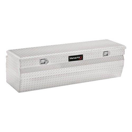 TrailFX Single Lid Chest Tool Box with Struts Polished 16-Gauge Diamond Tread Aluminum 9.6 Cubic Foot Capacity 47 Inch Length x 19-7/8 Inch Width x 17-1/8 Inch Height Bright Finish TrailFX 150481