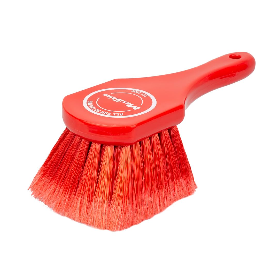 Maxshine Professional Universal Red Exterior & Wheel Cleaning Brush | Durable Detailing Brush for Cars, Trucks, SUVs, RVs & Motorcycles | Safe for Cleaning Wheels, Rims, Tires & Engine Bays