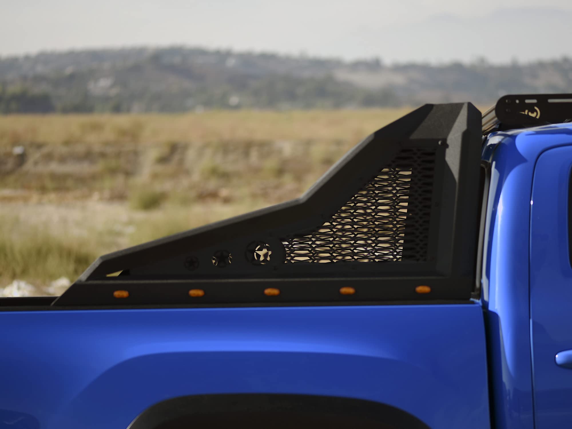 CR-Z Modular Adjustable Chase Rack Armordillo USA 8707760 with LED Lights & Amber Side Marker Lights - Textured Black Fits Full Size Pickup Truck, Full Size Pickup Trucks