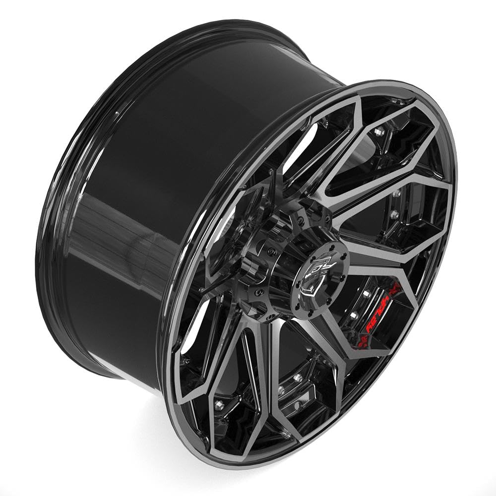 4PLAY 20 Inch Wheels 4P80R Rim Fits 5x127 & 5x139.7 Gloss Black Brushed with Tinted Clear (1)