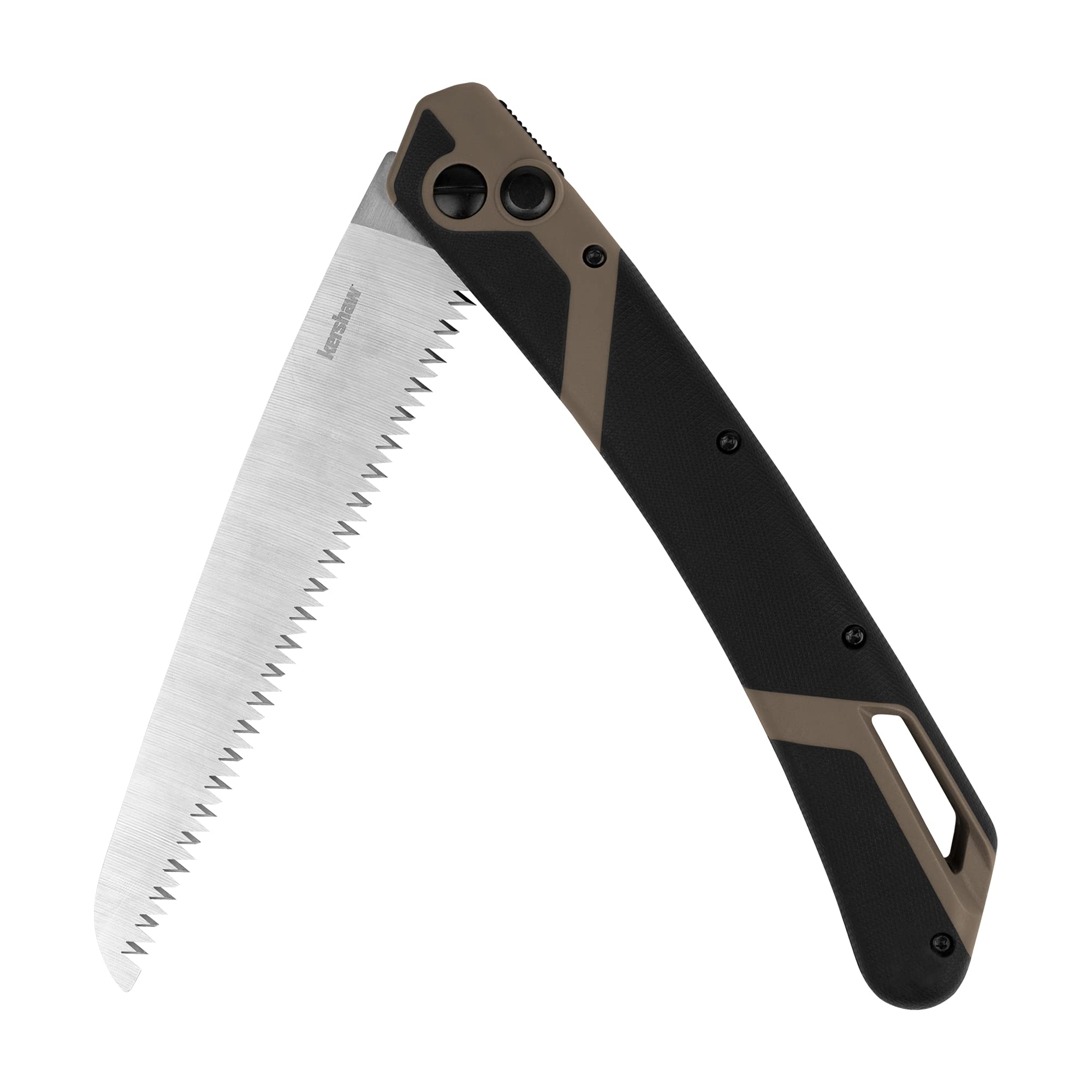 Kershaw Saw Taskmaster 2, 7" Serrated Blade, Outdoor Compact Folding, Push-Button Opening Lock, Tan