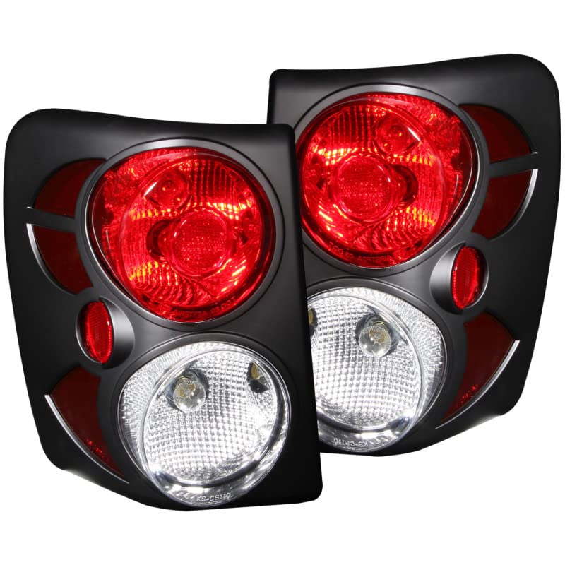 Black Euro Tail Light Set ANZO USA-Red/Clear Lens