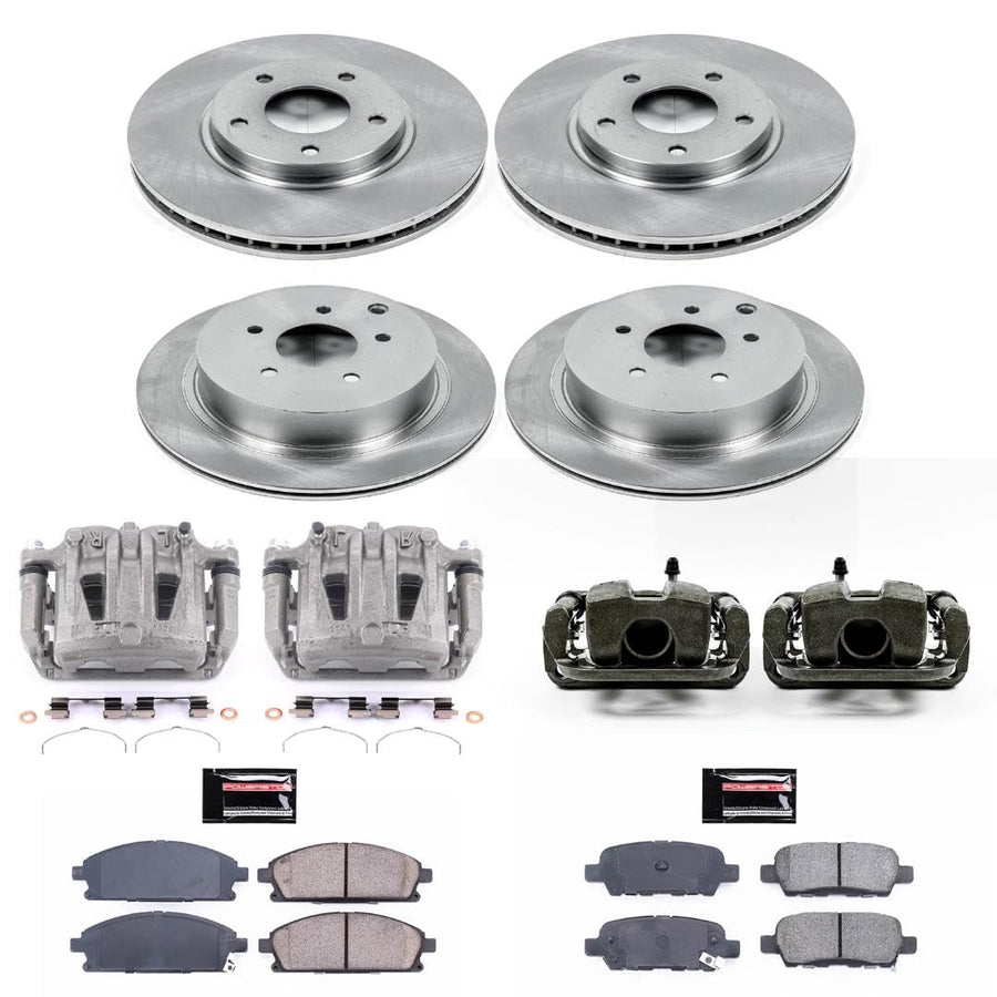 Power Stop KCOE2766 Replacement Autospeciality Front and Rear Caliper Kit- OE Rotors, Ceramic Brake Pads, Calipers For Nissan Quest 2004-2009 [Model Specific]
