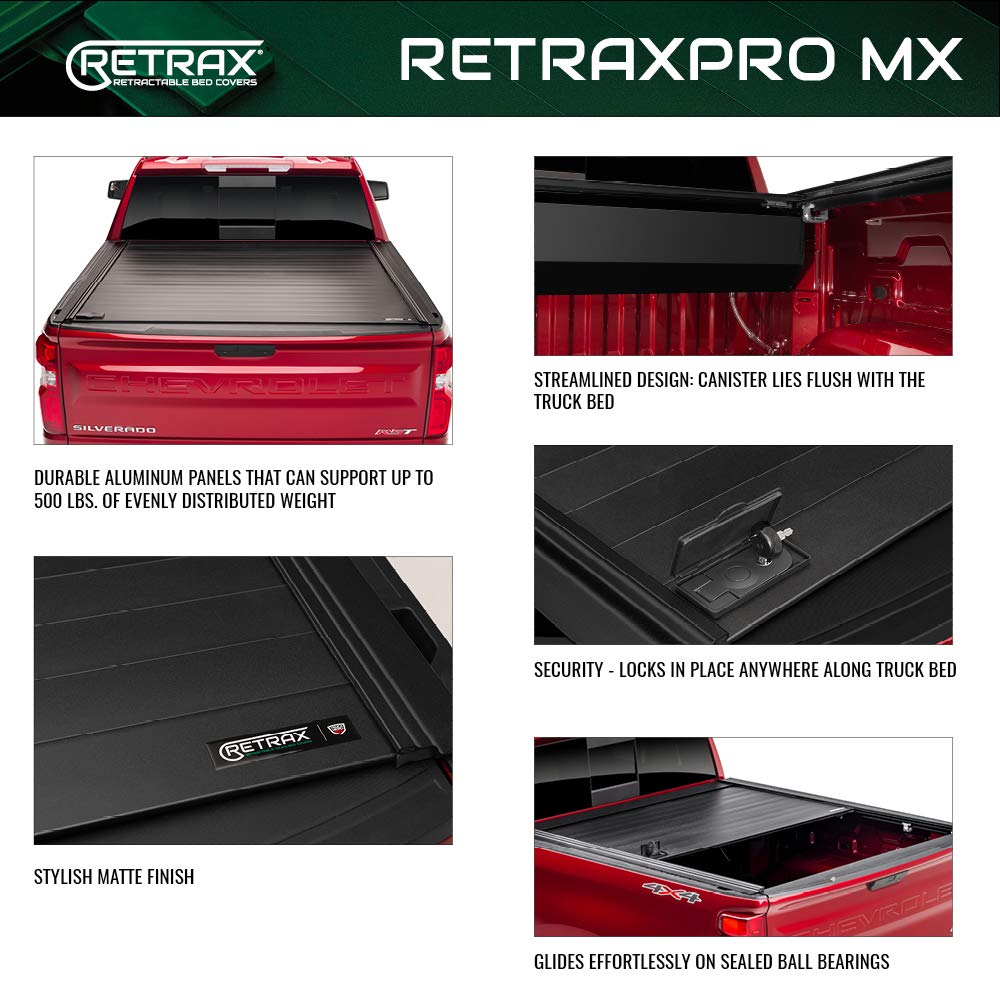 80233 RetraxPRO MX Retractable Truck Bed Tonneau Cover | Fits 2009 - 2018, 2019 - 2020 Classic Dodge Ram 1500, 2010-21 2500/3500 8' Bed (96.3")