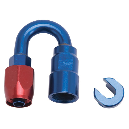 Edelbrock Hose End 3/8" Sae Quick DiSConnect Female To -6 Hose 180 Deg Red/Blue Anodized 611230