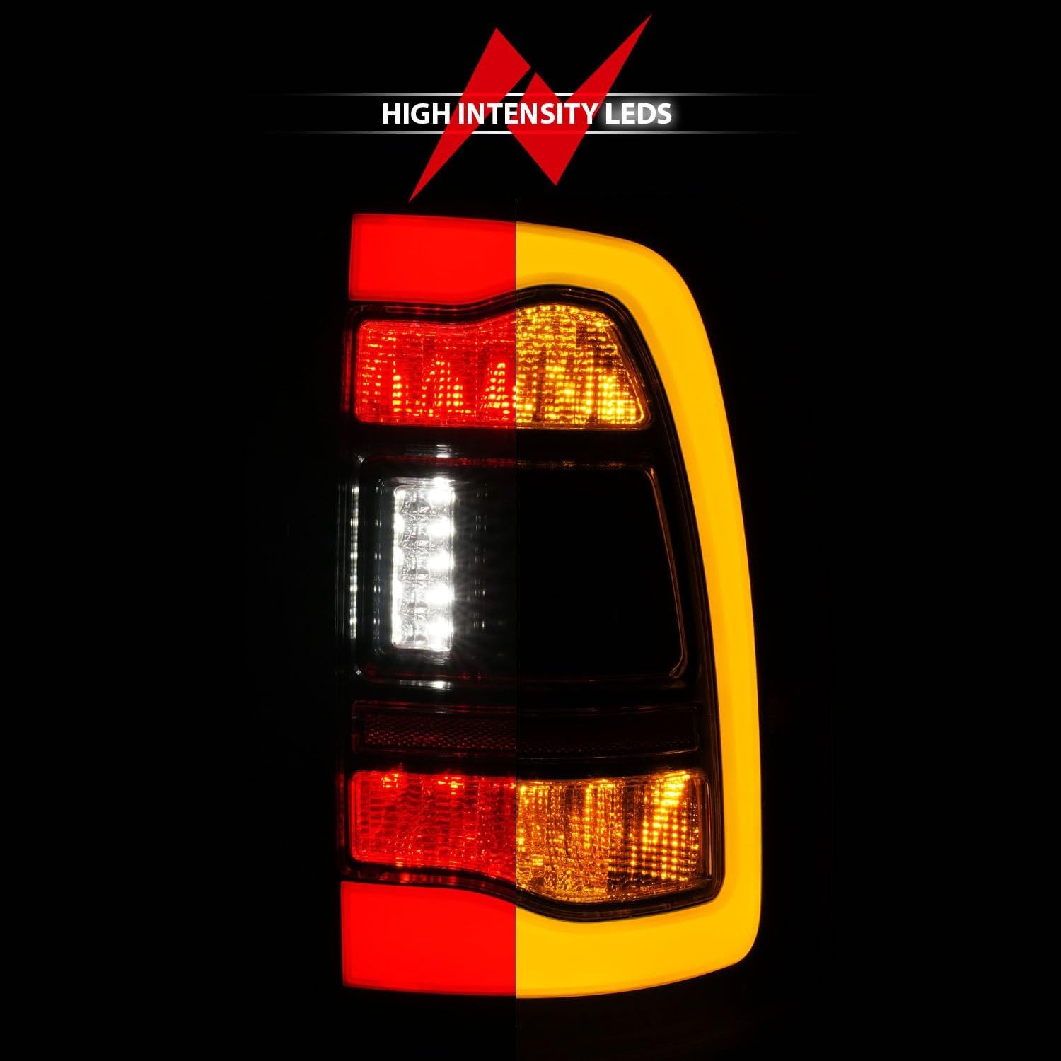 09-18 Dodge Ram 1500 ANZO Sequential LED Taillights Smoke Black w/Switchback Amber Signal