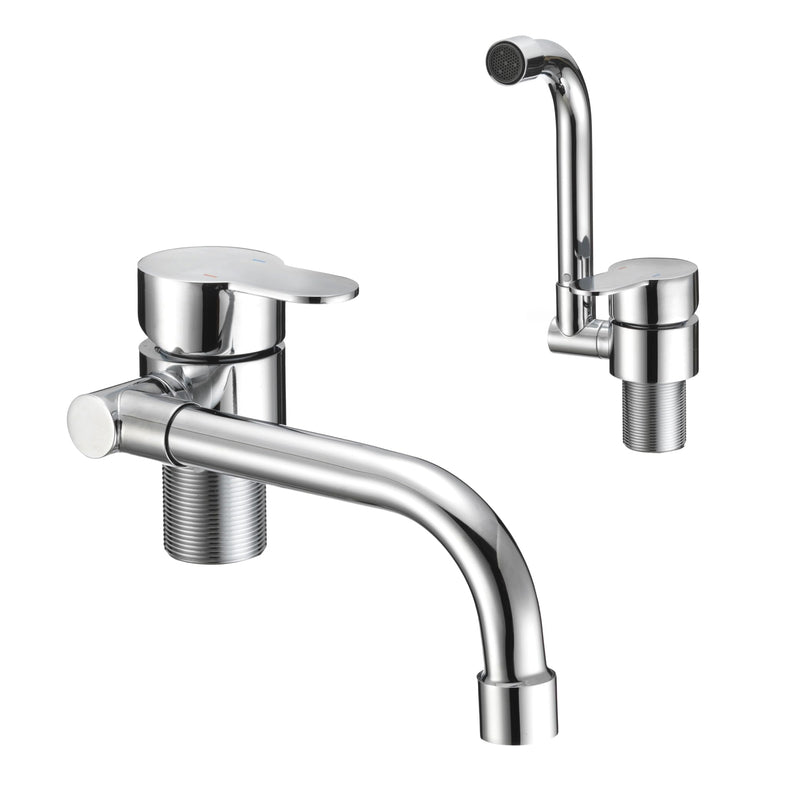 Folding RV Kitchen Faucet Dura Faucet (DF-MK510H-CP) – Chrome, 360° Rotating & Vertical Folding Spout, Single Lever Handle, Lead-Free, Easy Install Compact Sink Faucet