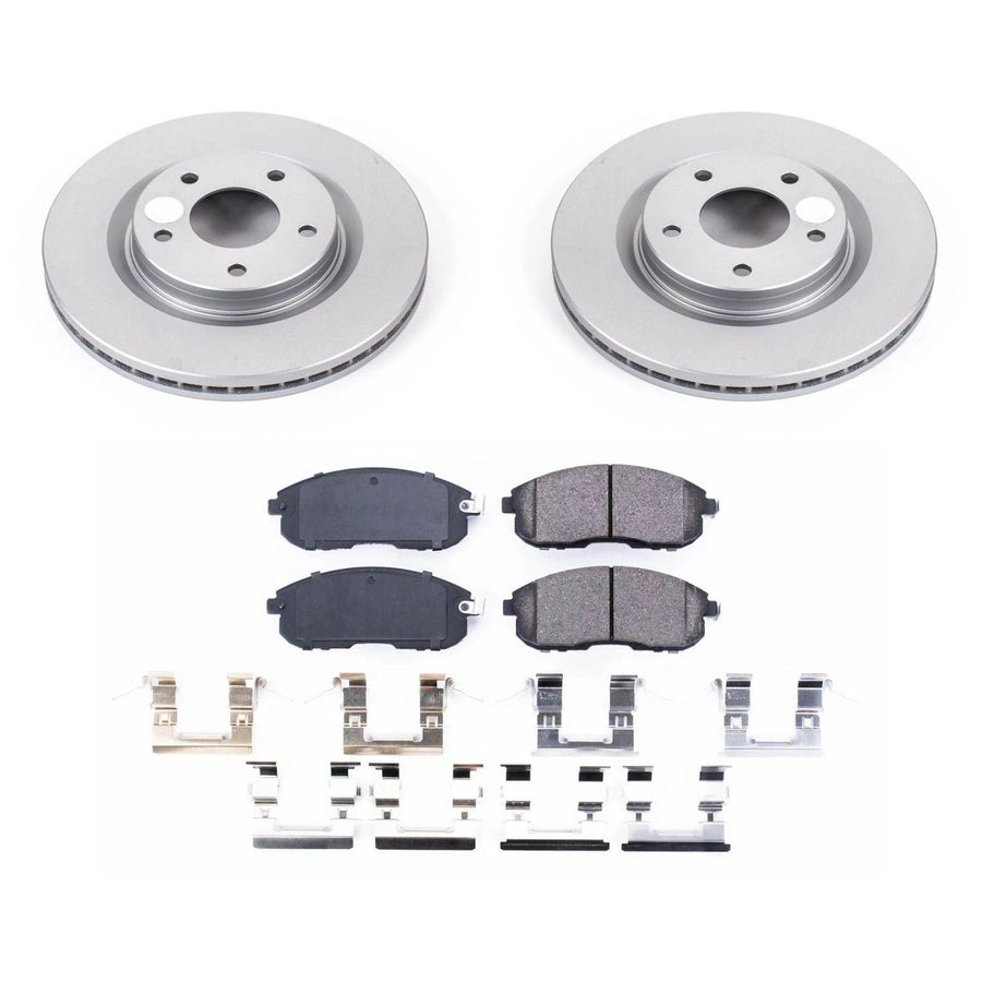 Power Stop CRK8327 Brake Rotors and Z17 Front Coated Brake Pads Kit For Nissan Juke 2011-2017, Nissan Sentra 2019 [Model Specific]
