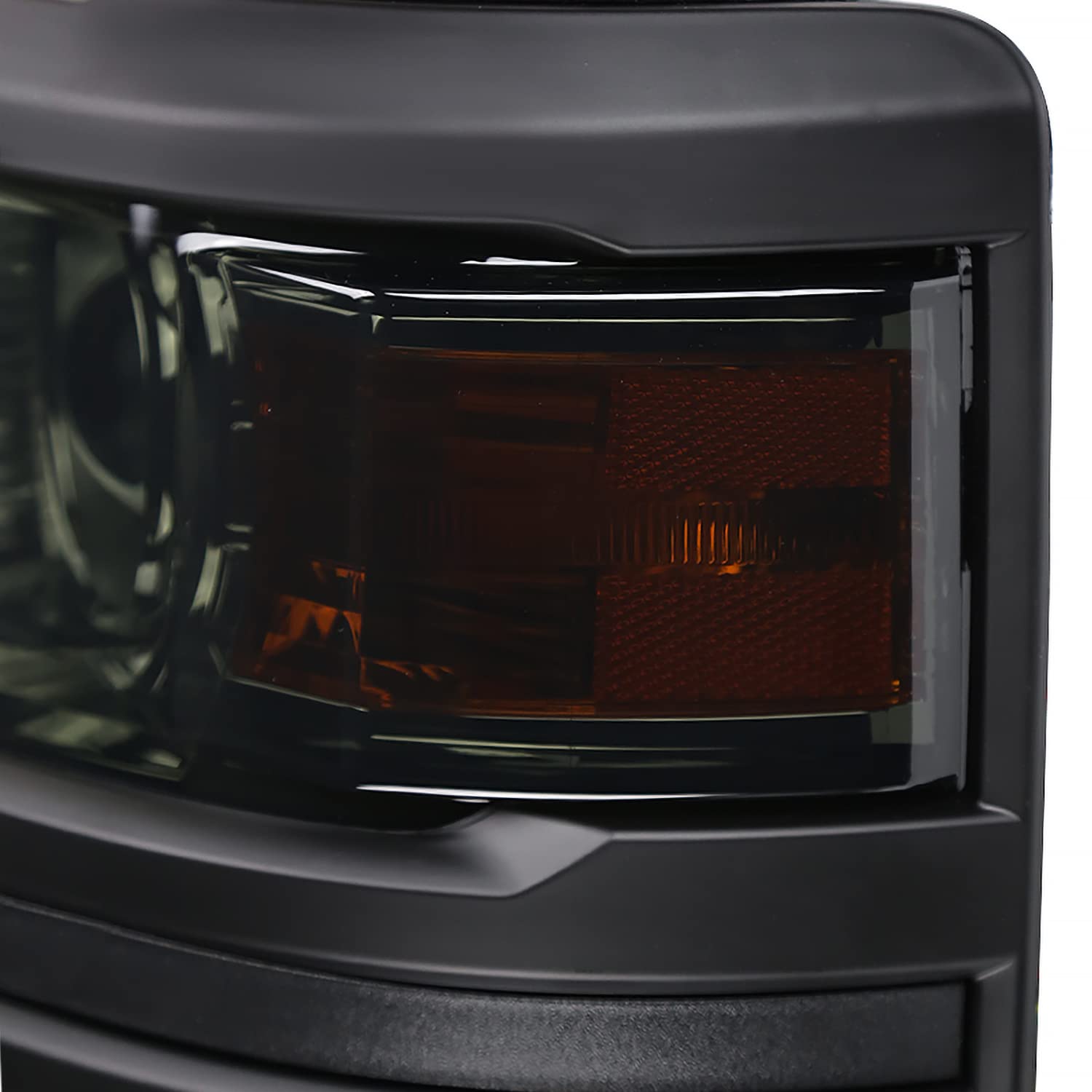 Smoke Projector Headlights SPEC-D TUNING w/Black Trim Compatible with 2014-2015 Chevy Silverado 1500, Left + Right Pair Headlamps Assembly