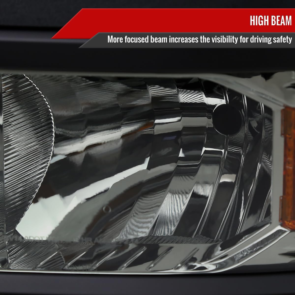 Chrome 1500 Headlights Light Smoked Lens with Black Trim - USES Stock Bulbs