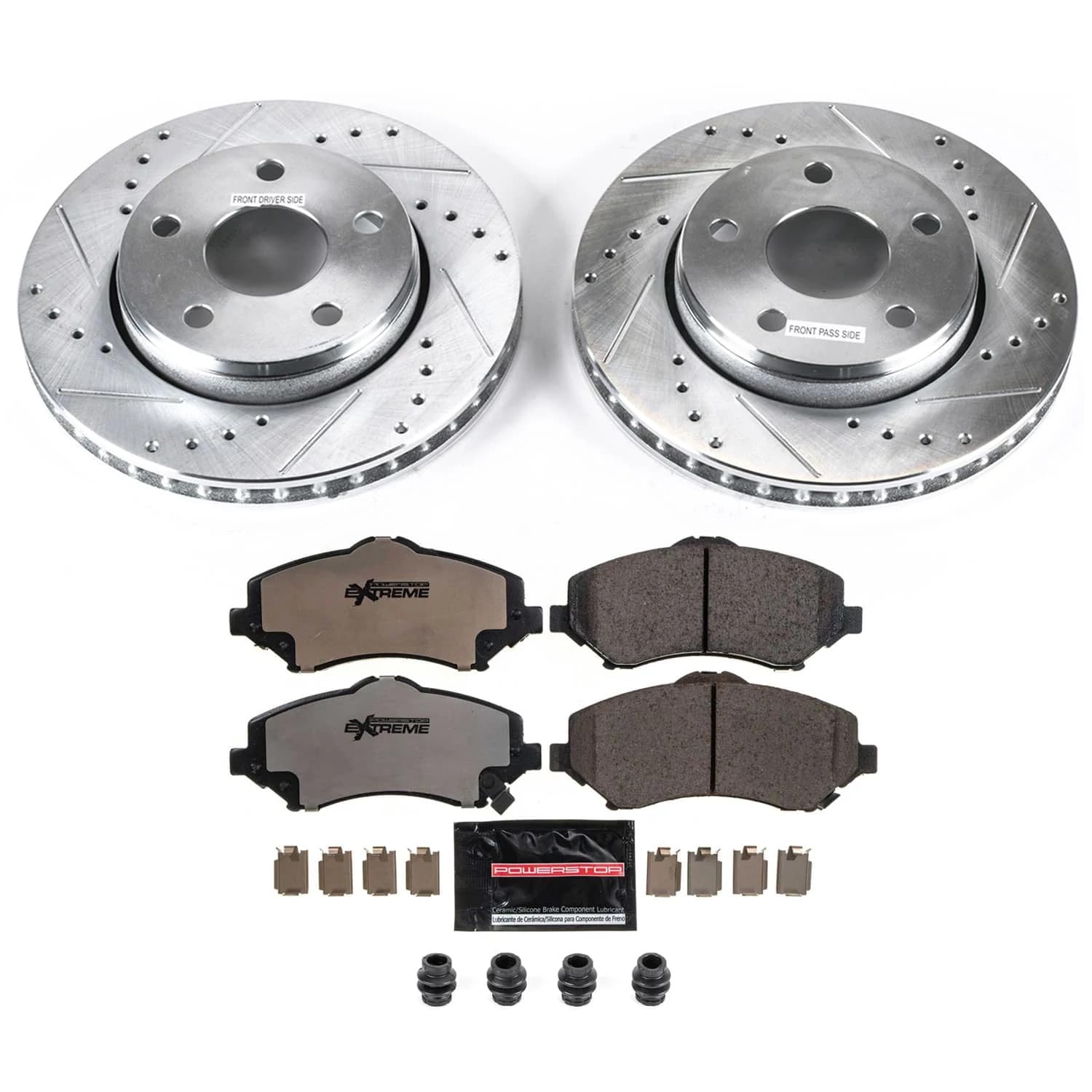 Power Stop Brake Kit Front For 2007 2008 2009 2010 2011 2012 2013 2014 2015 2016 2017 Jeep Wrangler - Truck & Tow Carbon Fiber Ceramic Pads & Drilled and Slotted Rotors Replacement, K3097-36